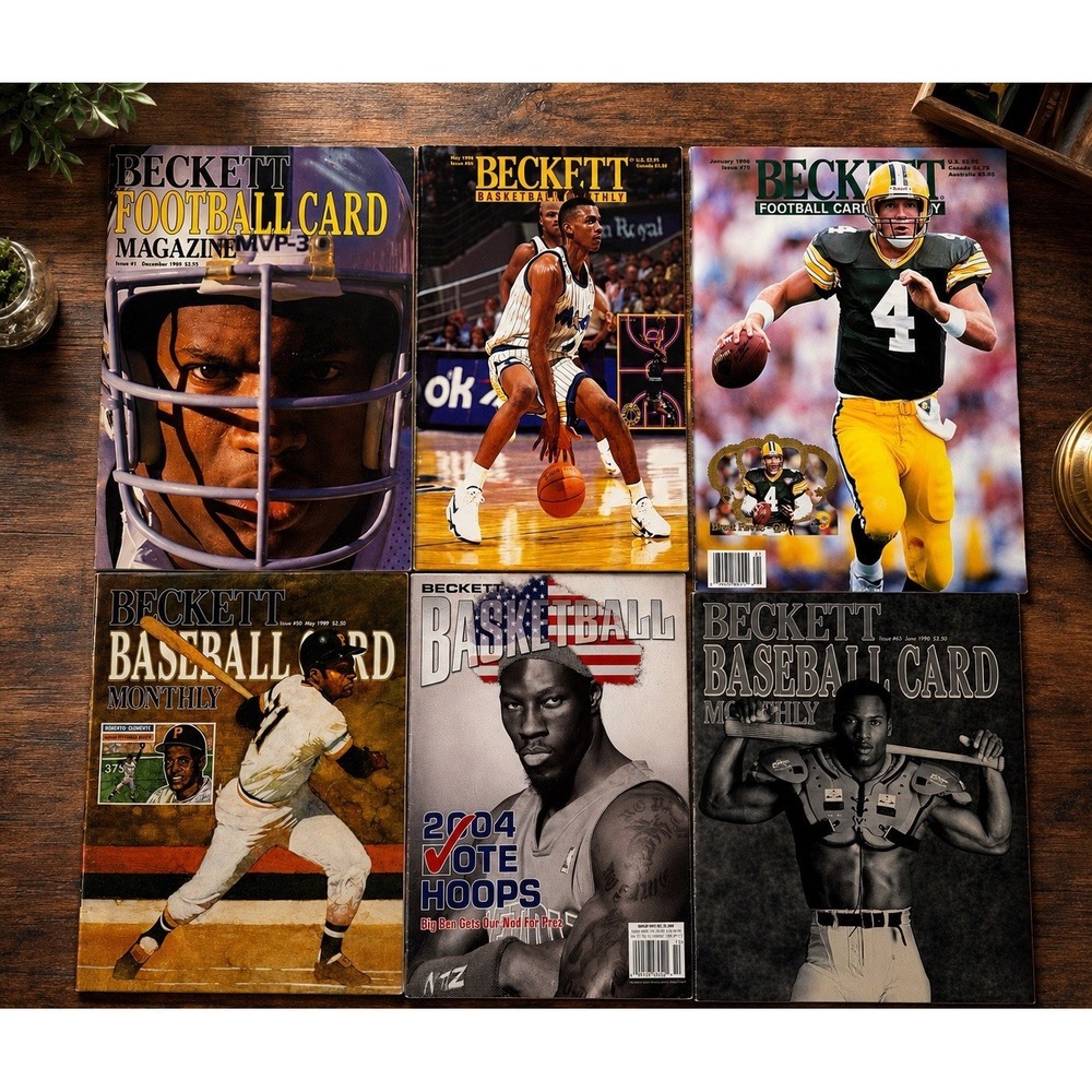 Vintage Beckett Sports Card Magazine Lot of 6 Marino Favre Shaq Hardaway Issue 1